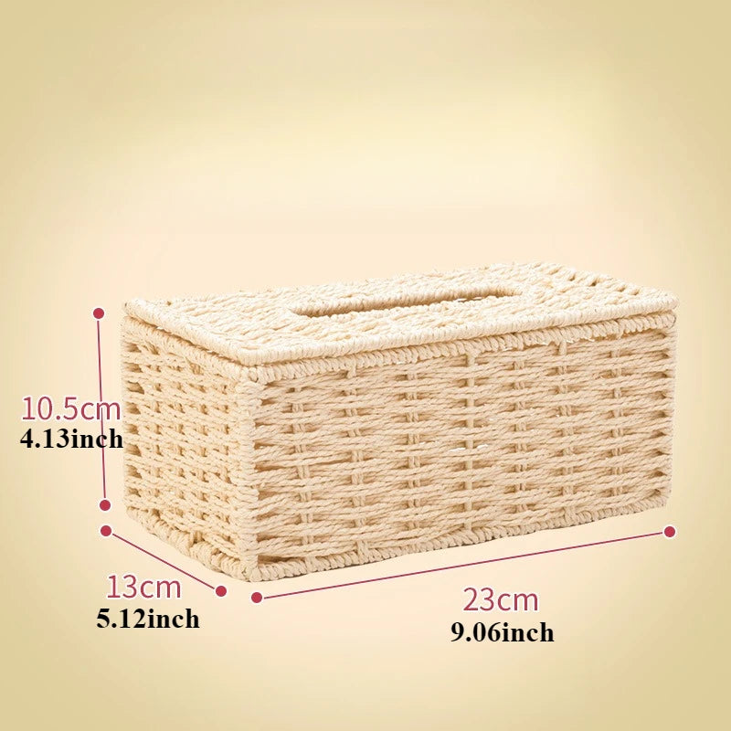 Home Decoration Simple Retro Rattan Desktop Tissue Box