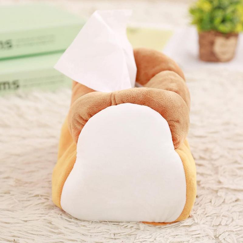 Creative Simulation Bread Toast Plush Tissue Box