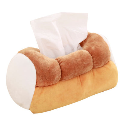Creative Simulation Bread Toast Plush Tissue Box