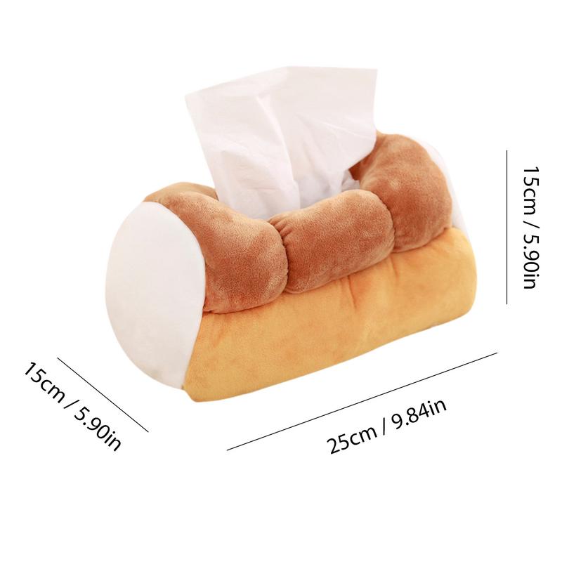 Creative Simulation Bread Toast Plush Tissue Box