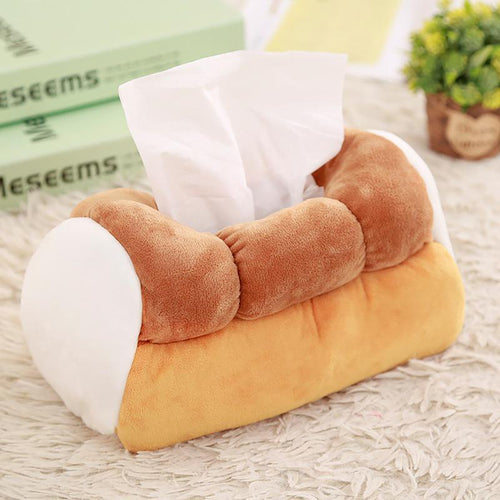 Creative Simulation Bread Toast Plush Tissue Box