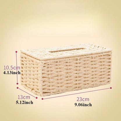 Home Decoration Simple Retro Rattan Desktop Tissue Box