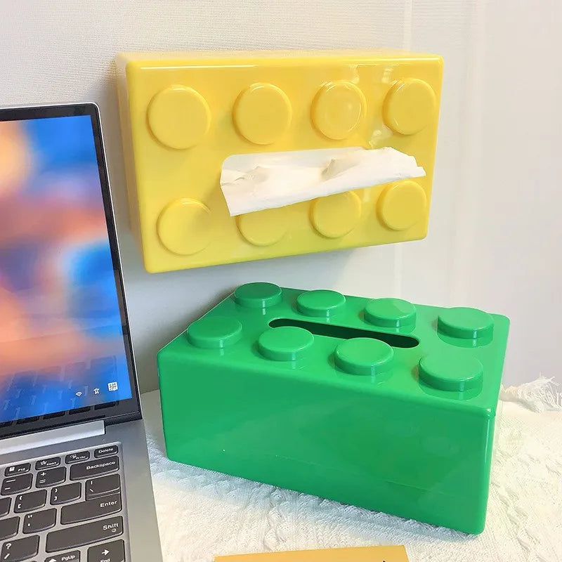 Punch-free Wall-mounted Building Blocks Design Waterproof Tissue Holder