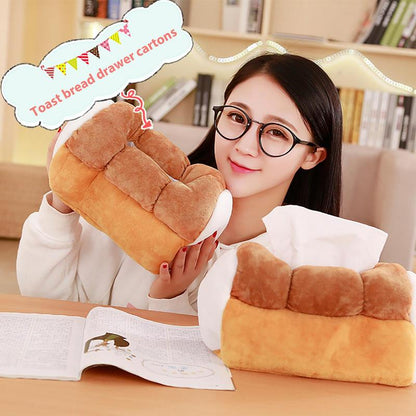 Creative Simulation Bread Toast Plush Tissue Box