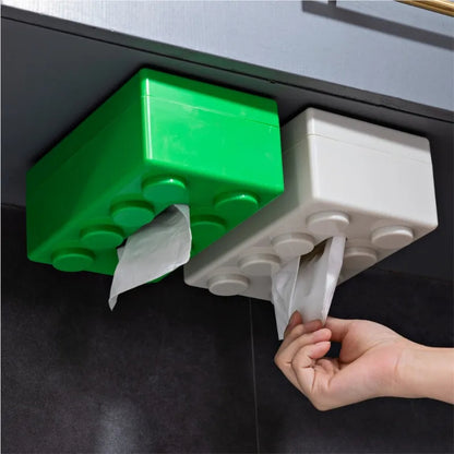 Punch-free Wall-mounted Building Blocks Design Waterproof Tissue Holder