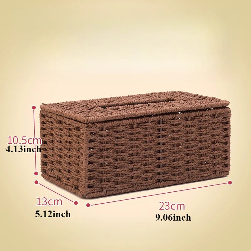 Home Decoration Simple Retro Rattan Desktop Tissue Box