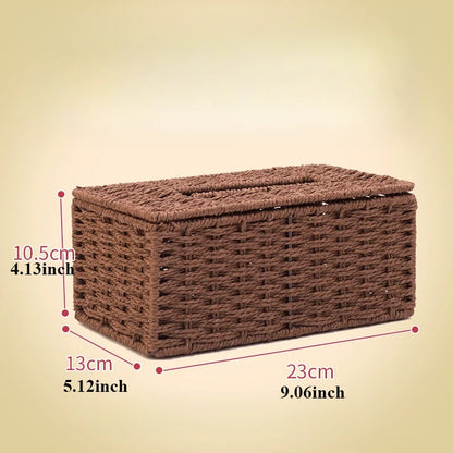 Home Decoration Simple Retro Rattan Desktop Tissue Box