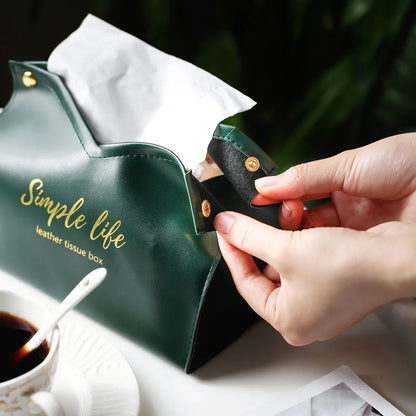 PU Leather Foldable Tissue Holder