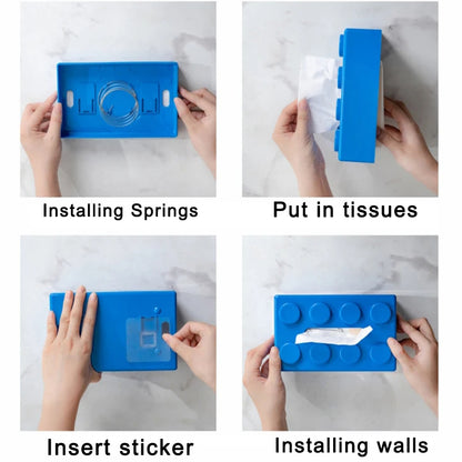 Punch-free Wall-mounted Building Blocks Design Waterproof Tissue Holder