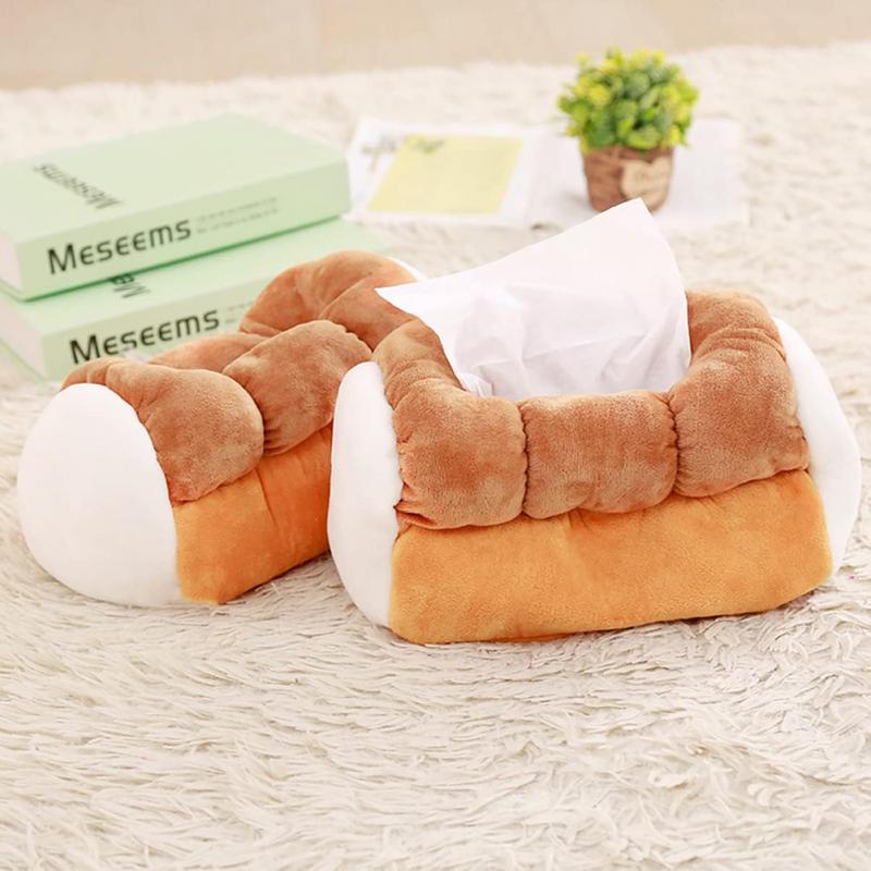 Creative Simulation Bread Toast Plush Tissue Box