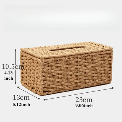 Home Decoration Simple Retro Rattan Desktop Tissue Box