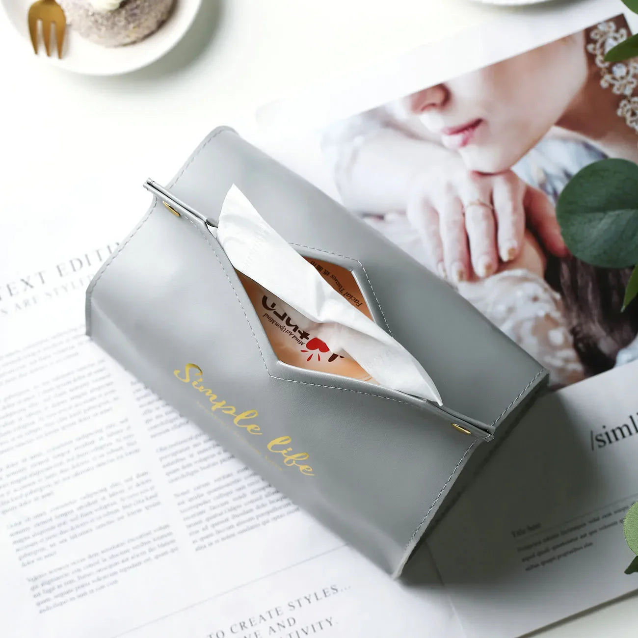 PU Leather Foldable Tissue Holder